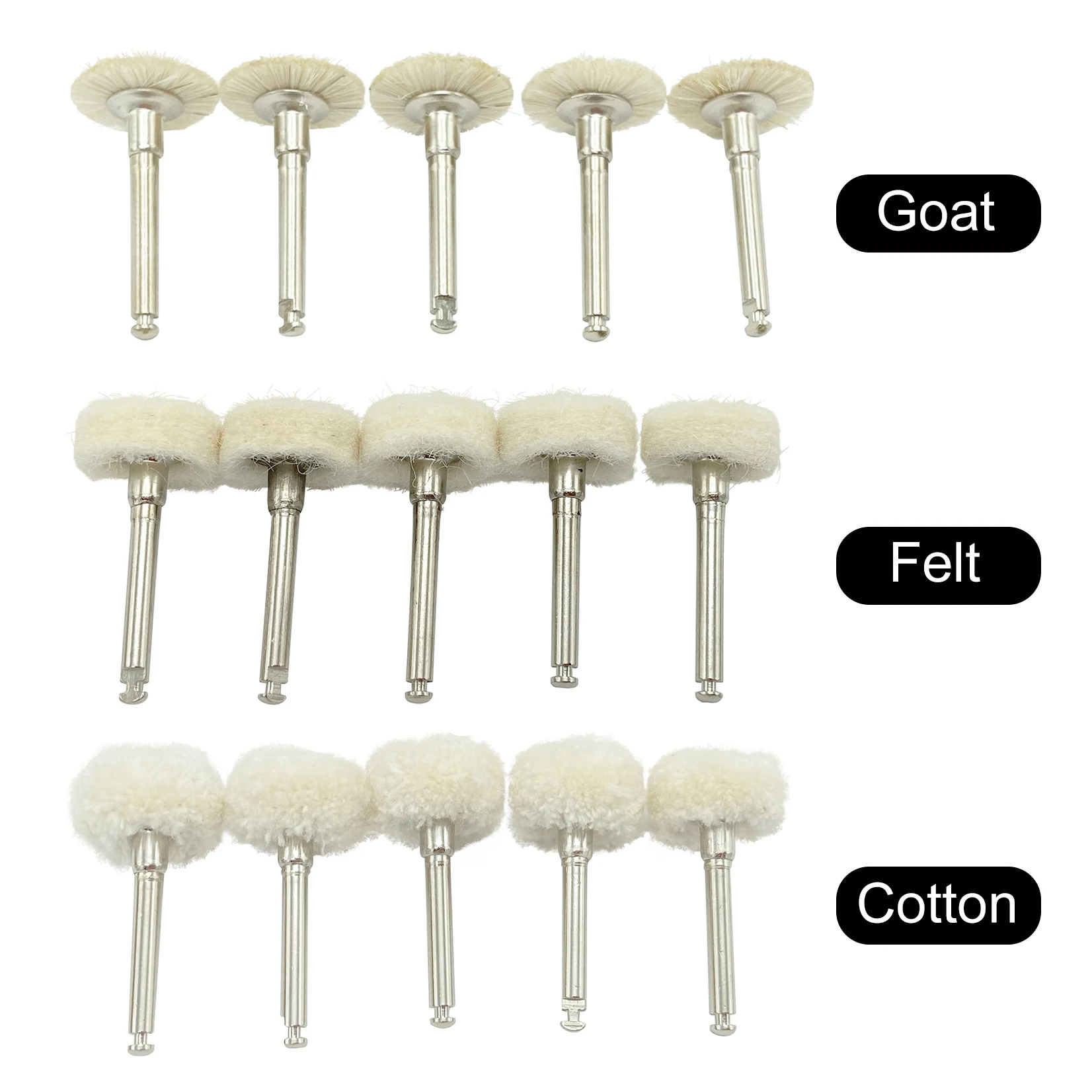 5pcs RA Shank Dental Polishing Brush Drill Wheel Materials Cotton Felt Goat Wool Alumina Tools Dia 10mm Handpiece Rotary Tools