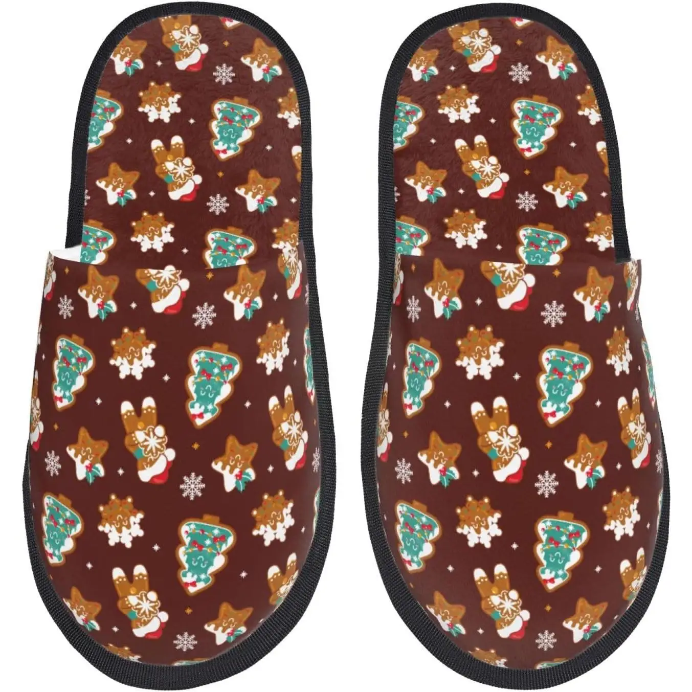 

Рождественские женские тапочки с пряничным принтом, домашняя меховая обувь, мужская парная обувь, теплая женская обувь для дома и улицы