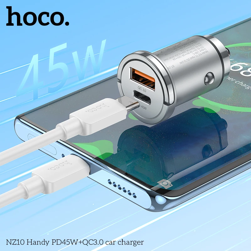 

HOCO NZ10 Mini PD40W QC3.0 Car Charger for Iphone Samsung in Car Type-C Fast Charging for Mobile Quick Chargers Cigarette Port