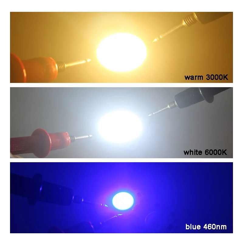 Input 3.7V 5V 3W Warm White Blue LED COB Light + 19mm Star Base