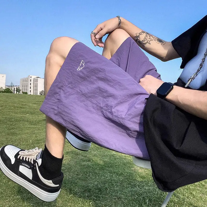 Men's Summer Basketball Beach Sports Shorts Four-Five Inches Loose Fit Breathable Quick Dry Lightweight Polyester Cargo