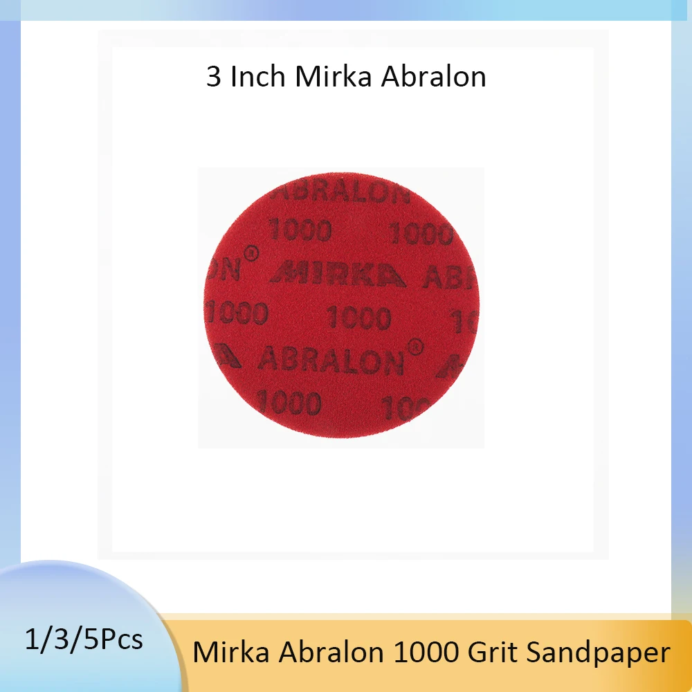 Mirka Abralon 3 Inch Sponge Sangding Disc 75mm Foam Hook & Loop Sandpaper 1000# Flexibly Polish Plane Polishing & Buffing Discs