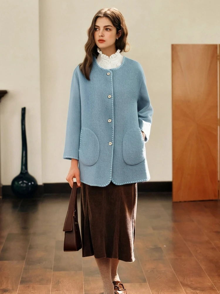 OLrain 女性ウールジャケット 2025 秋冬ロングコート暖かいシングルブレストアウターエレガントな女性服 GO57QS001301