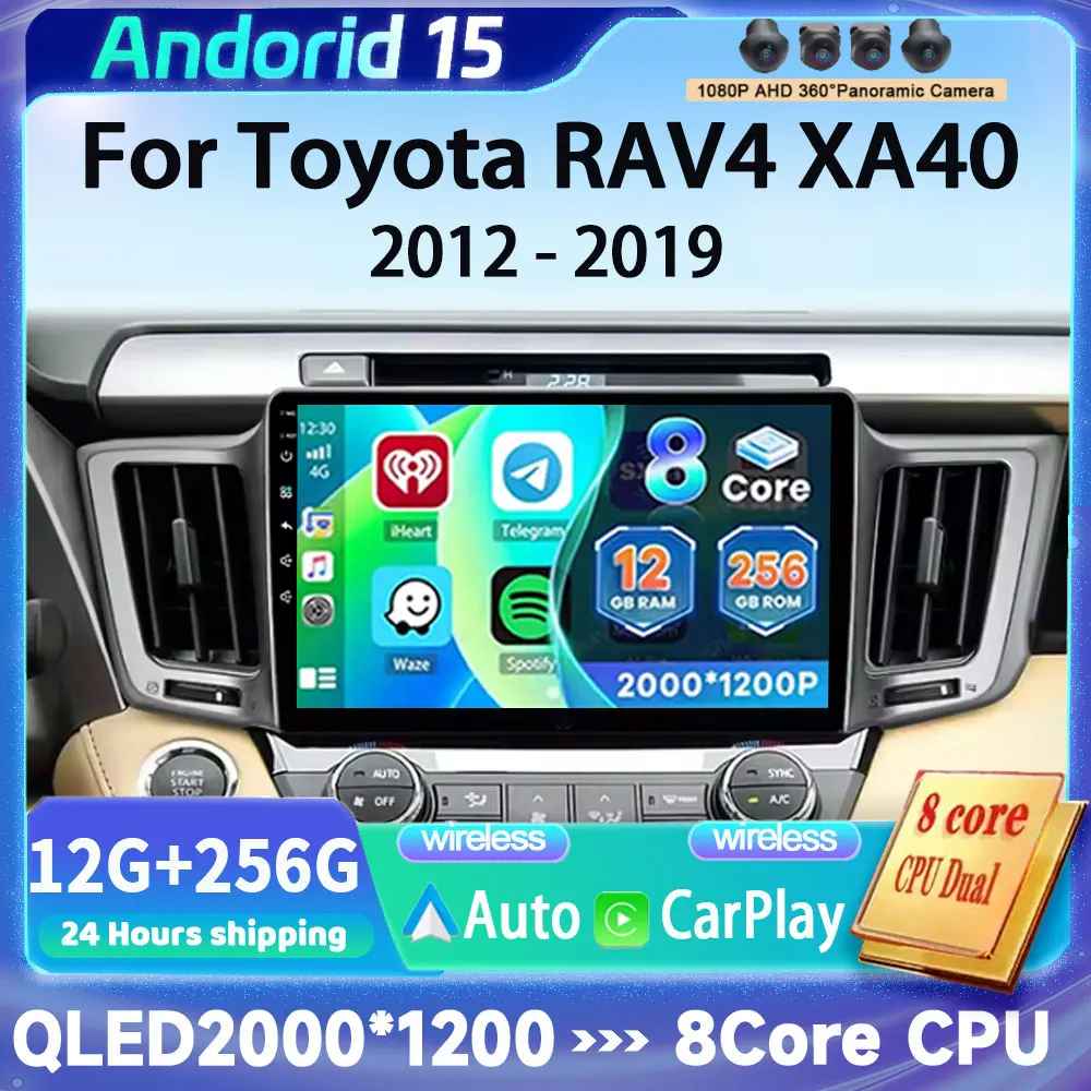

Автомобильное радио для Toyota RAV4 RAV 4 XA40 2012-2019 Android 15 Carplay навигация GPS мультимедийный плеер WiFi + 4G стерео BT DSP 2 Din