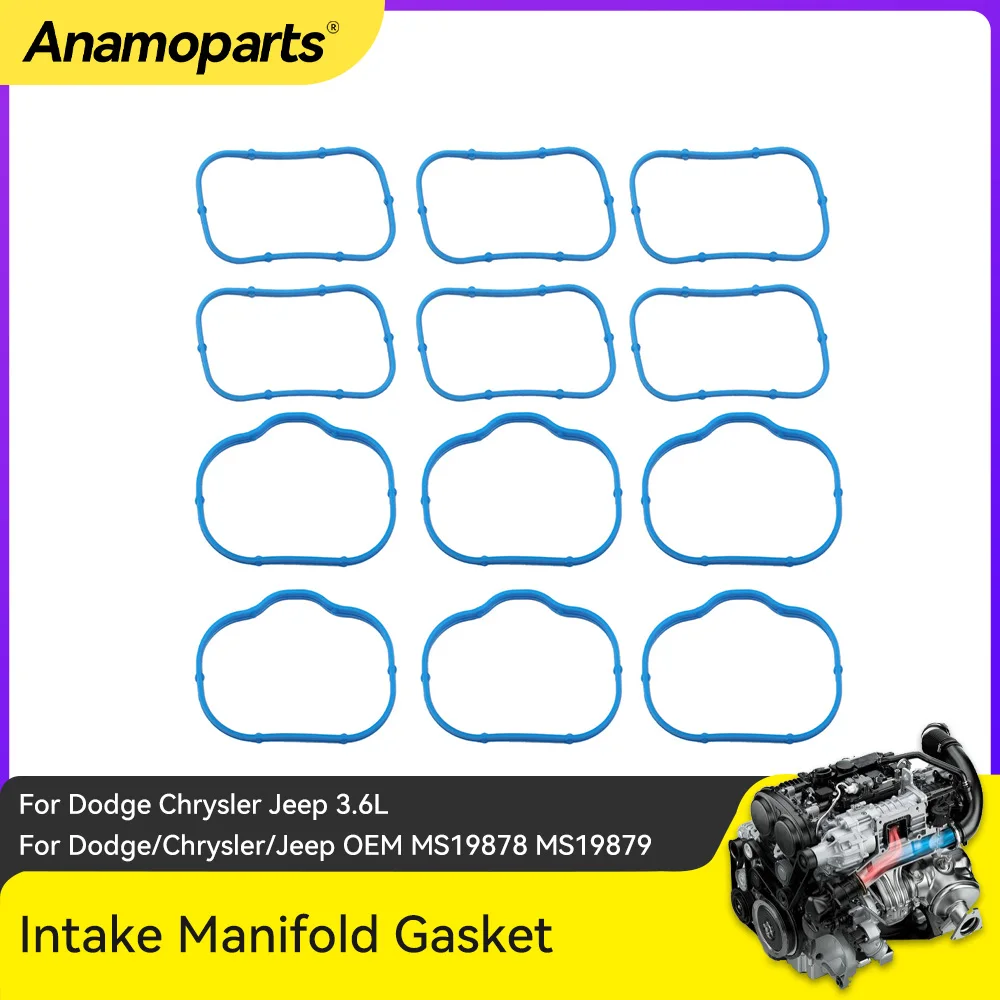 

12 шт., верхняя и нижняя уплотнительная прокладка, комплект уплотнений впускного коллектора, совместимых с Dodge Chrysler Jeep 3.6L 5184331AC 184562A