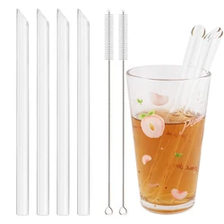 High Borosilicate Glass Straw Set Reusable Straw 12mm Wide Smoothie Straw for Bubble Tea Milkshakes Drinking for Bar Accessories