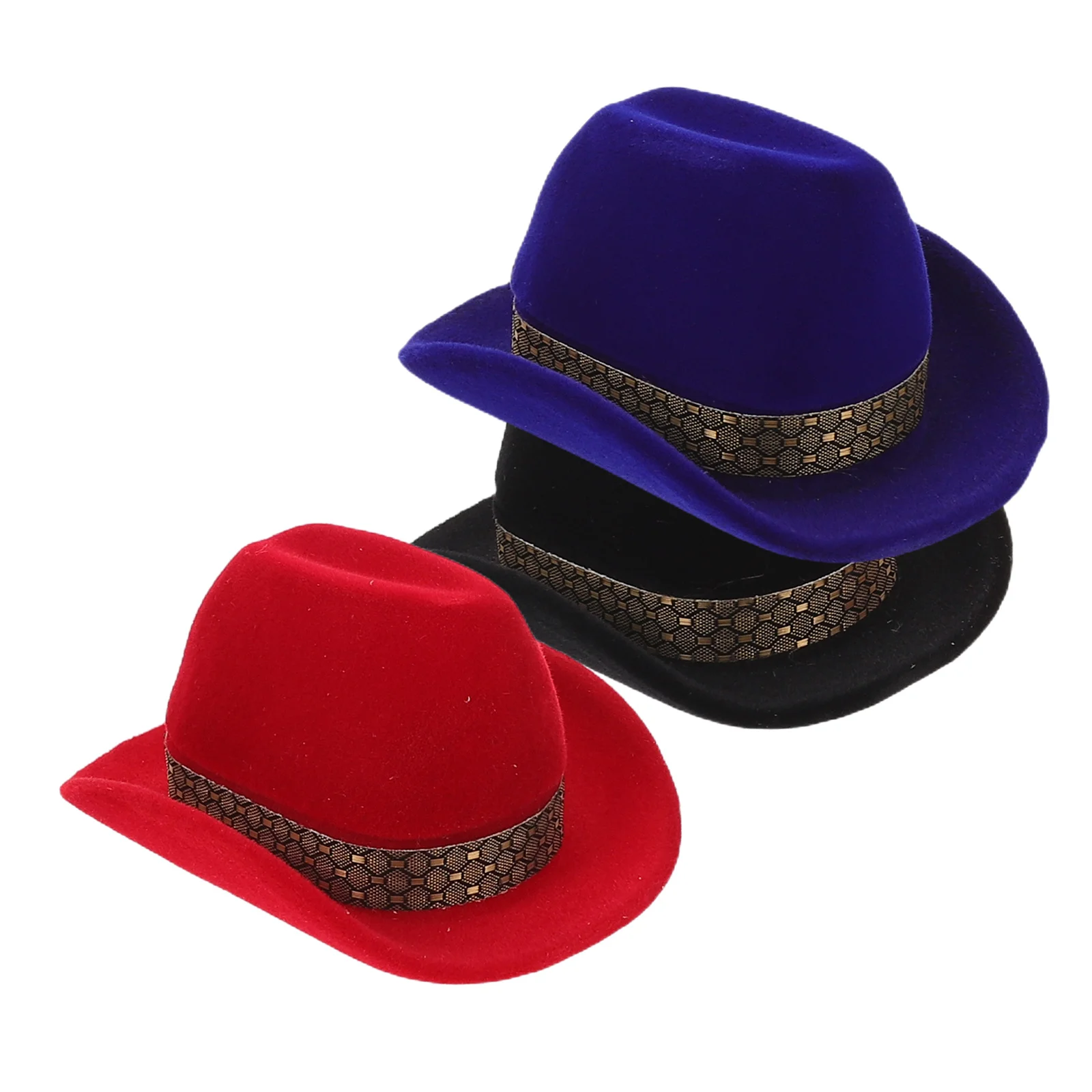 3Pcs Creative Ring Box Cowboy Hat Jewelry Box Vintage Western Ring Storage Case for Engagement Wedding Display