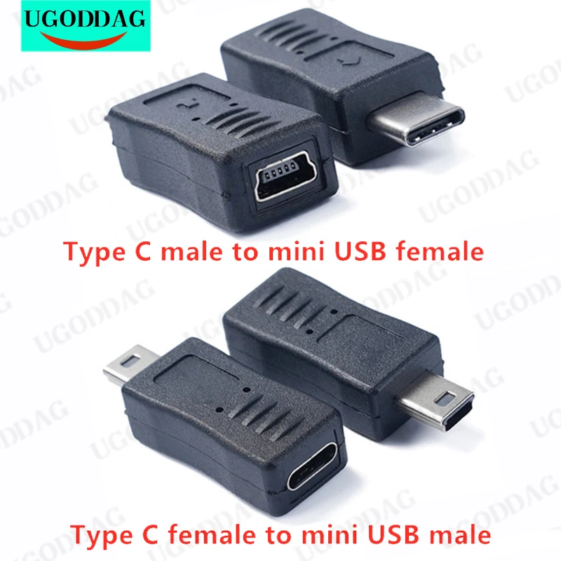 1pc tipo c para mini adaptador usb usb tipo c macho para mini usb fêmea adaptador conector conversor para gamera gps telefones mp3
