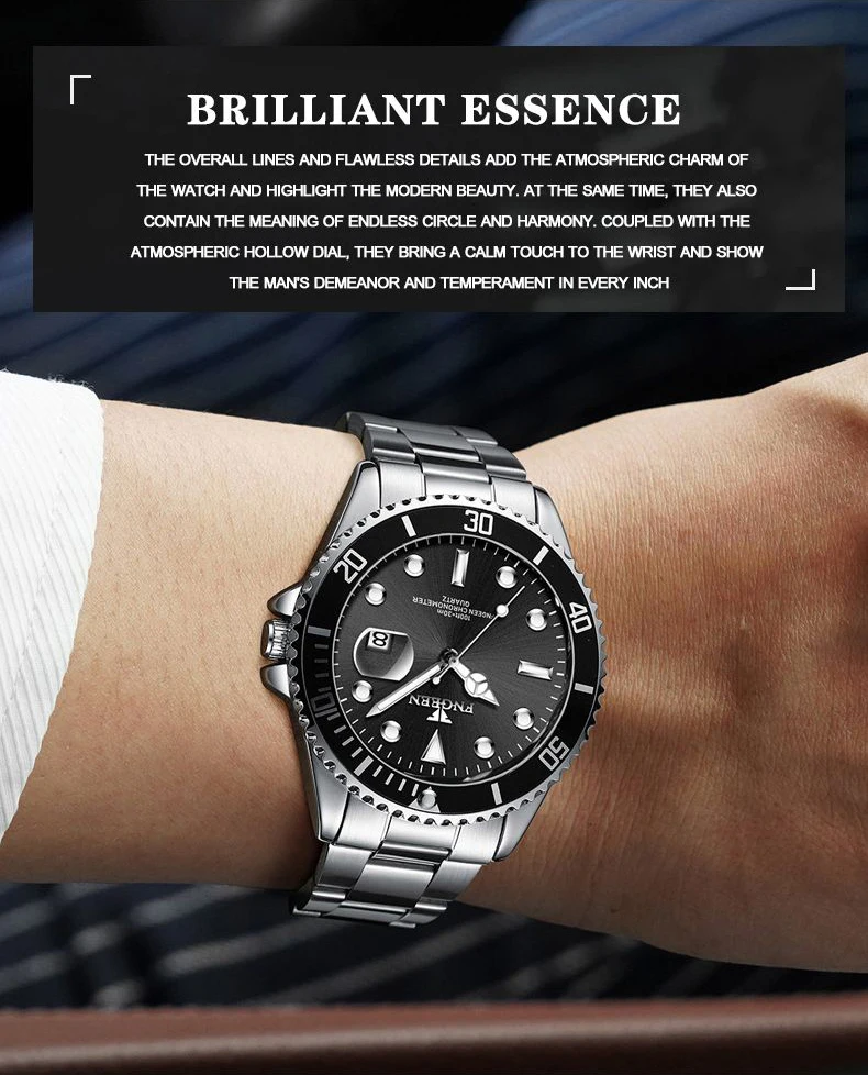 BINBOND Quartz Watches For Couples And Friends Orginal Design Auto Date Stainless Steel Durable Men's Watch Luxury Reloj