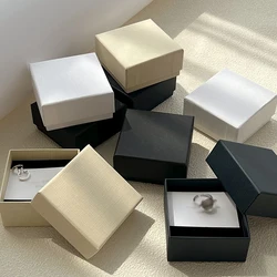 Custom Logo 8x8x4cm Jewelry Paper Box Luxury Boxes For Ring Earrings Pearl Necklace Stud Bracelet Pendant Storage Wedding Favors