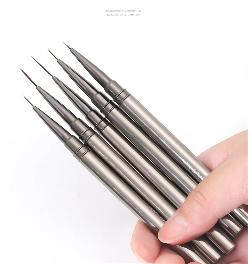 5PCS/set 6/9/12/15/18mm Nail Liner Brush Set Drawing Lines Stripe Painting Flower Pen Nail Art Manicure Metal Handle Brush Set