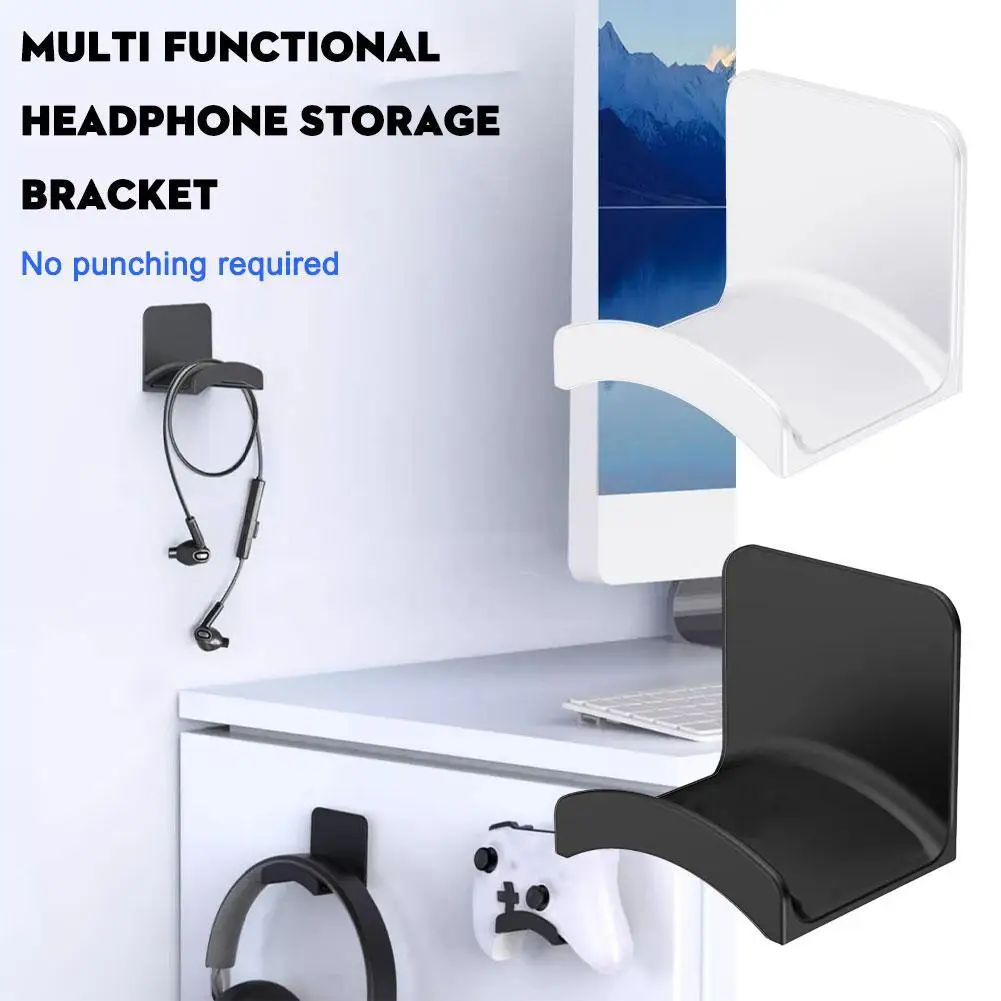 Punch-Free Wall Mount Headphone Stand Universal Under Desk Gaming Headset Holder Display Rack Earphone Hook