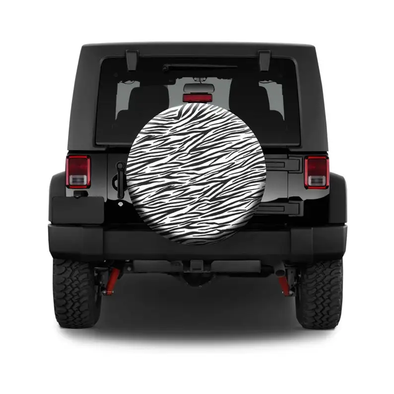 

Car SUV Tire Cover Personalized Zebra Custom Tire Cover Animal Wrangler Black and White Striped Tire Cover