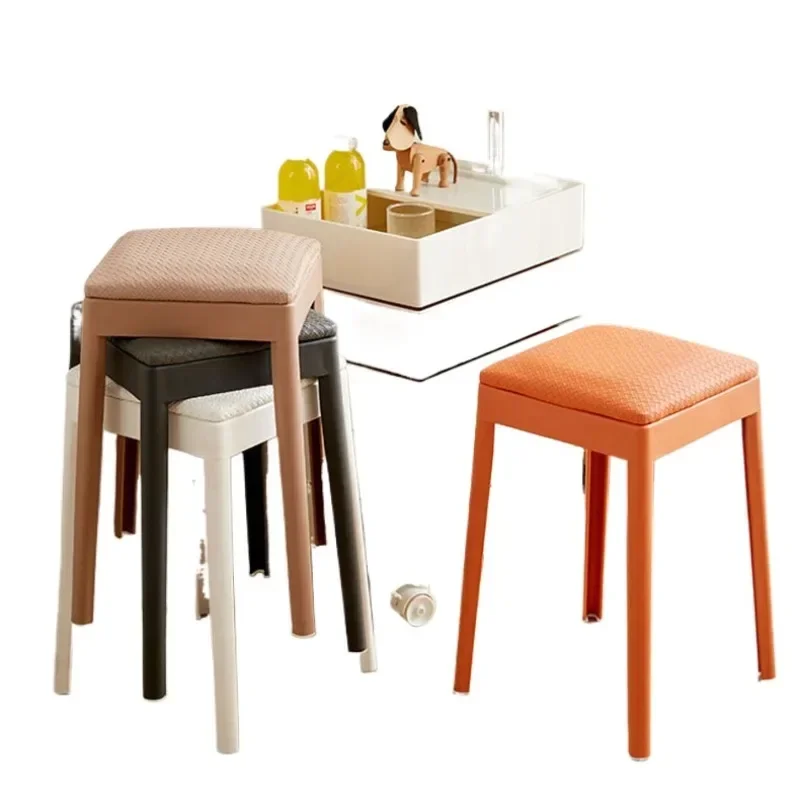 

Simple household square stool Modern plastic thickened Living room can be stacked for adults High Glue stool Adult