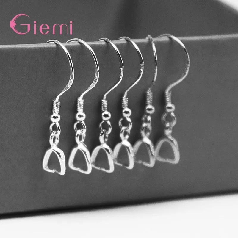 50PCS Fine Jewelry Making Components Accessories Earwires 925 Sterling Silver Earrings DIY Pinch Bail Bale Clasps
