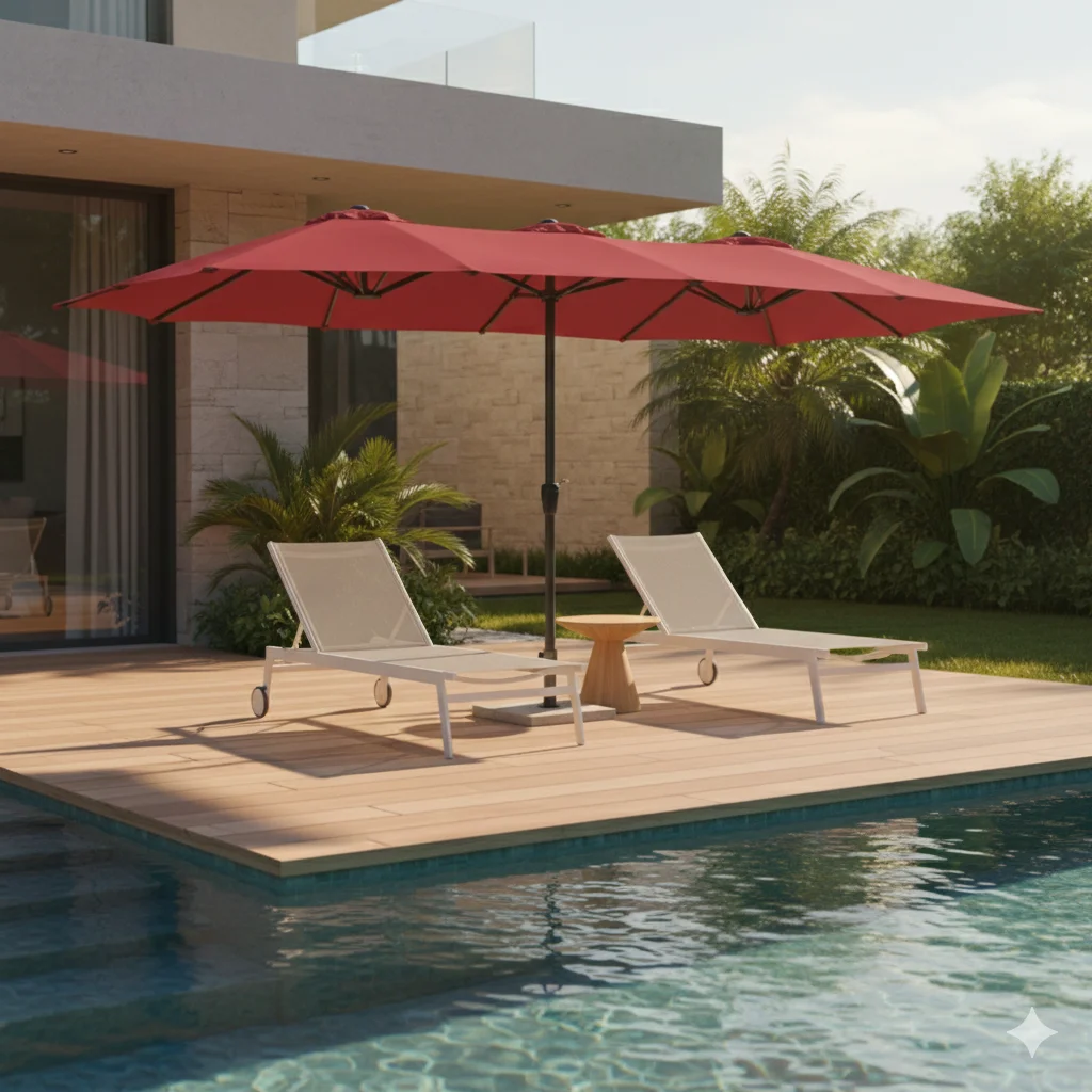 

Modern Large Metal Outdoor Patio Umbrella Rectangular Vented Parasol with Powder-Coated Steel Pole UV Waterproof Canopy