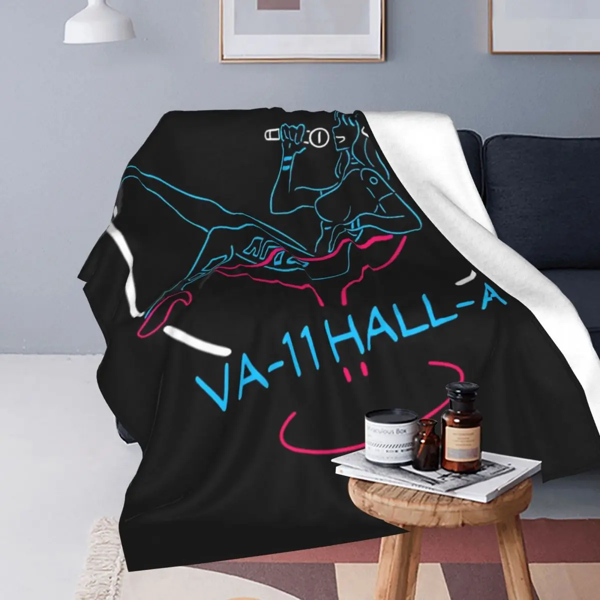 VA-11 Hall-A Neon Sign Blanket Soft Warm Flannel Throw Blanket Cover for Bed Living room Picnic Travel Home Sofa