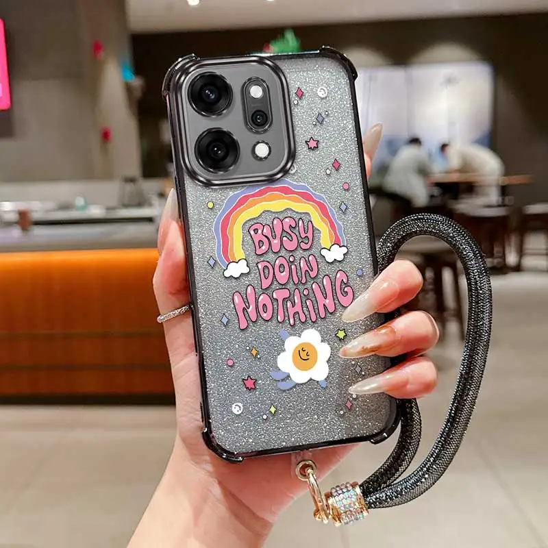 

Сверхмощный офисный гнучкий чехол с цветами и радугами для Reno14Pro с OPPO Reno 12, 11, 10, 13, 14, 7 X 8 F Pro Ultra 5G 4G