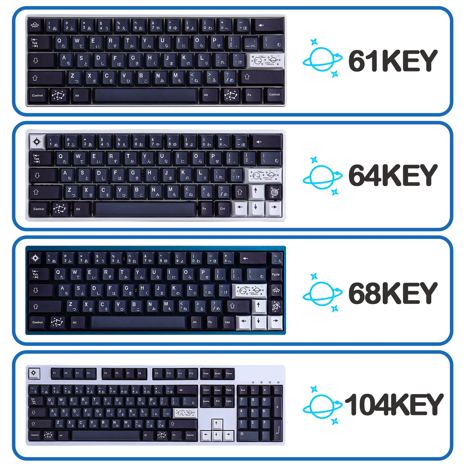 GMK Galaxy Keycaps, 161 KEY PBT Keycaps Cherry Profile DYE-SUB Spersonalizowane klawisze GMK do klawiatury mechanicznej