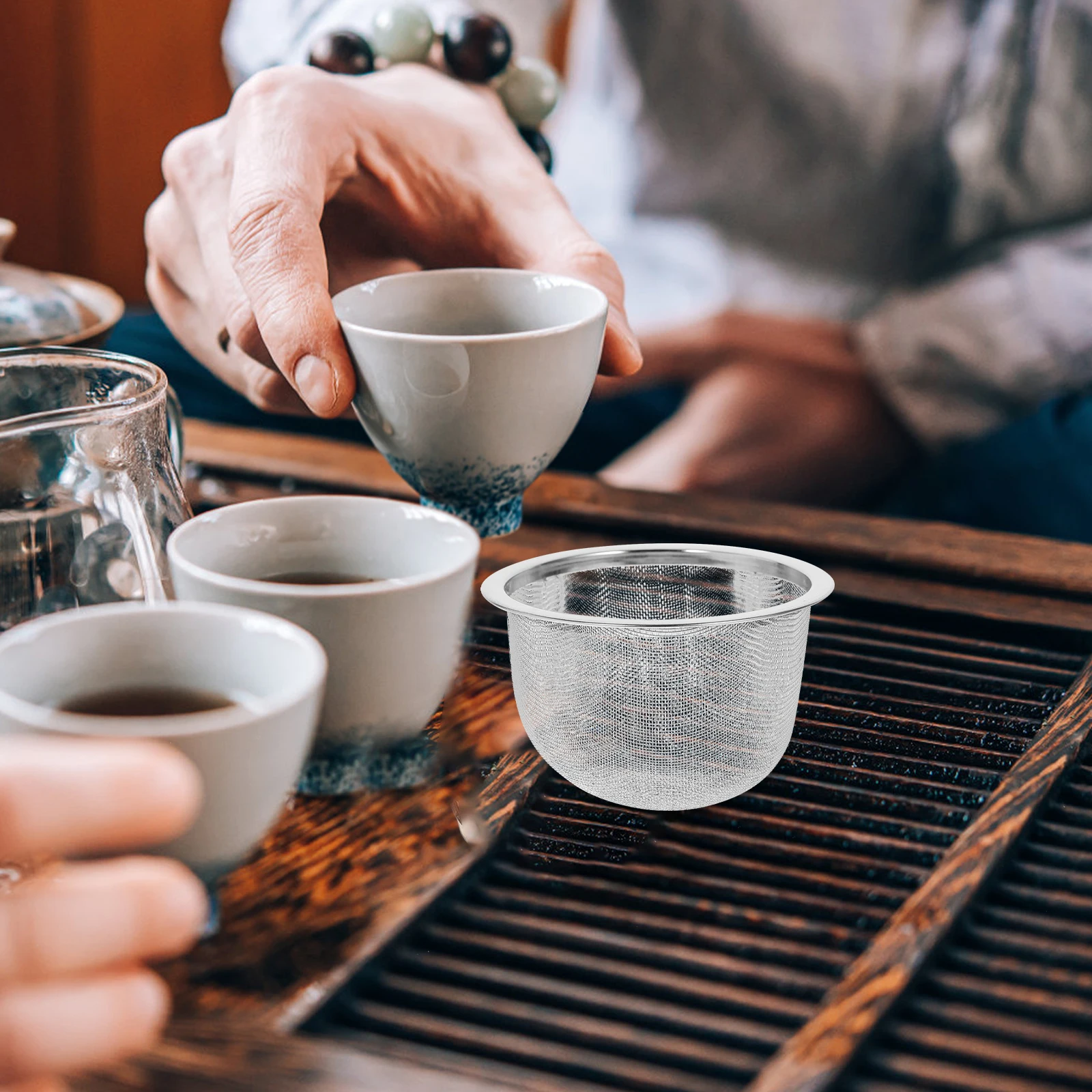 

2pcs Tea Strainer Filter Teapot Infuser Stainless Steel 8cm Diameter 6.9cm Mouth 5.2cm Height Practical Design Easy Taste Tea