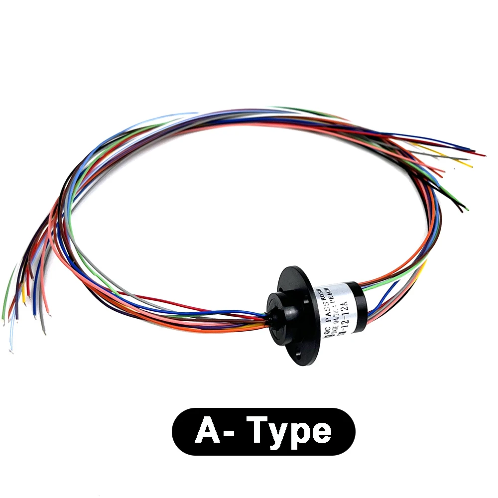 Micro Slip Ring A/C/U-Type 12.5mm 12 Channels Wires 2A Rotate Signal Transmission for PTZ Hand Gimbal Monitor Robot DIY RC Model