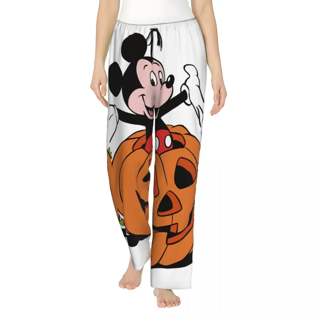 

Custom Printed Women's Minnie Mickey Mouse Pajama Pants Pumpkin Pie Donald Duck Sleepwear Sleep Lounge Bottoms with Pockets