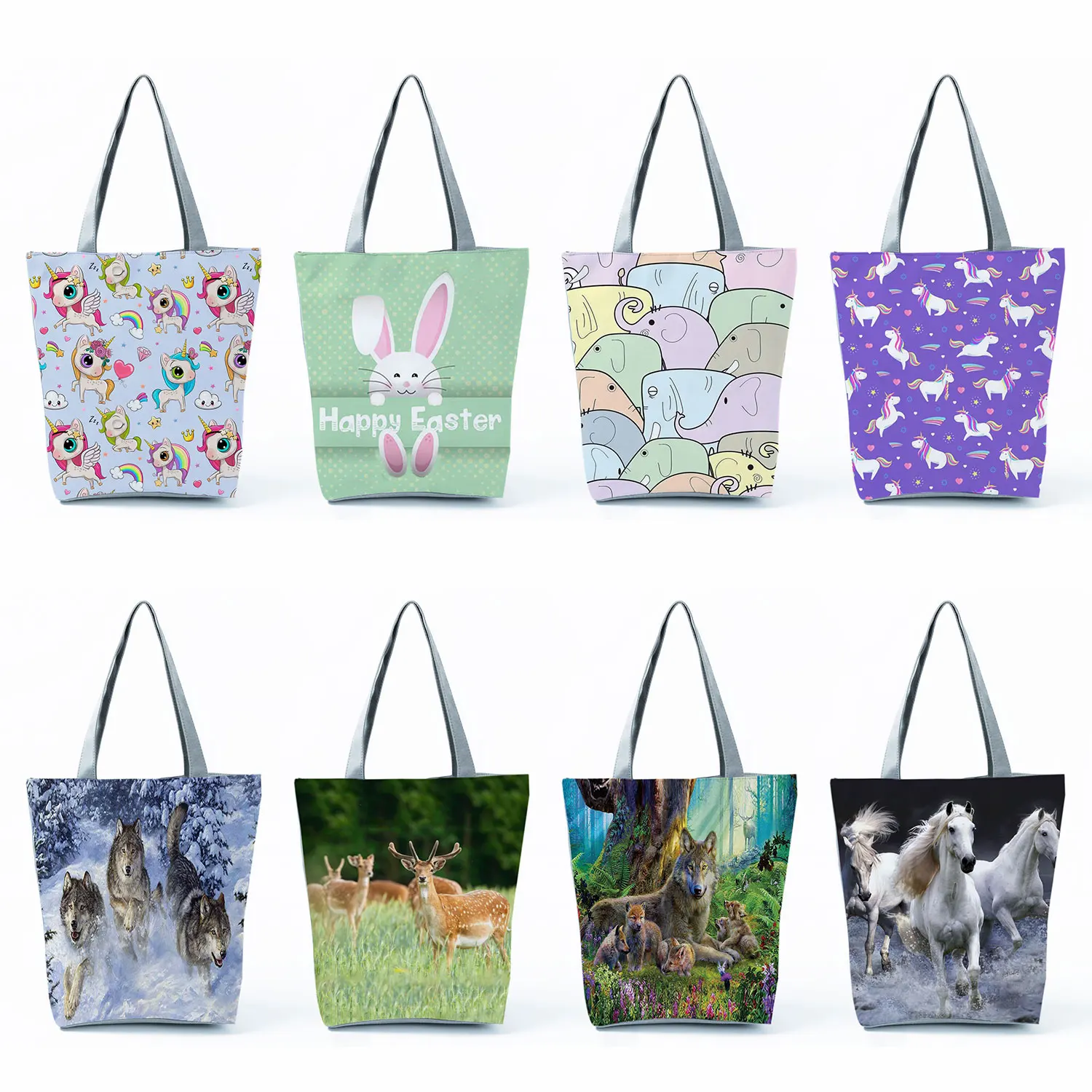 2022 Hot Sale Women's Shoulder Bag Horse And Elephant Print Customizable Ladies Tote Tote School Teacher Gifts Animal Collection