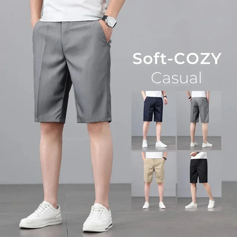 Men\'s Shorts Simple Business Straight Comfortable Casual Pants Fashion Gray Blue Black Khaki Baggy Male Clothes Short Pants