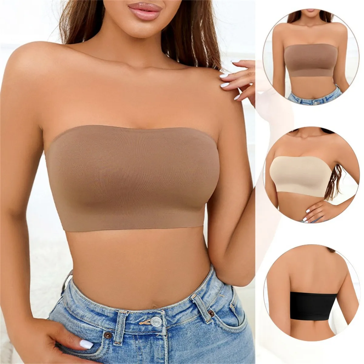 

Women Tube Strapless Bra Chest Wrap Bandeau Seamless Bras Breathable Comfortable Underwear Brassiere Tops Sleep Vest Bralette