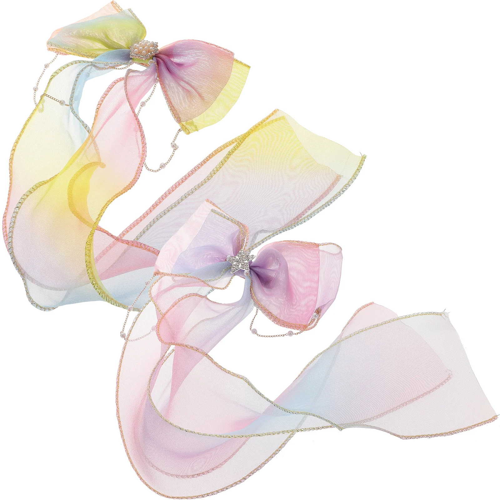 

2pcs Butterfly Bow Hair Clips Premium Fabric Barrettes For Women Girls Long Ribbon Hair Accessories Wedding Party Daily Wear