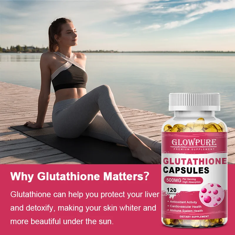 Glutathione Capsules for Antioxidant Anti-Aging, Glowing Whitening Skin, Detox, Immune System and Nails Hair Health