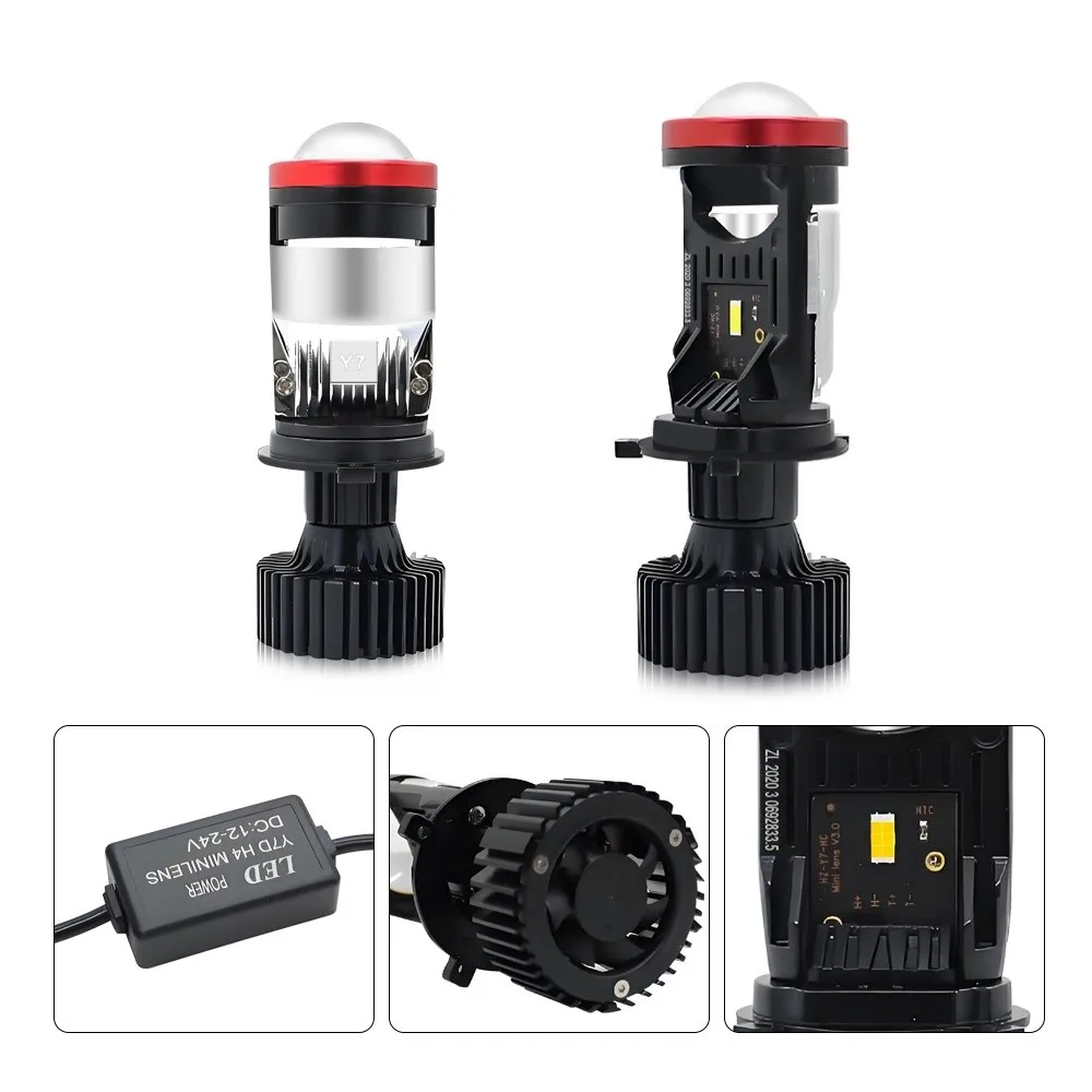 

New Mini Lens LED H4 Bulbs Y7D 6500K Bi Canbus Projector Lens Fan Auto Car Lamps Car Headlight