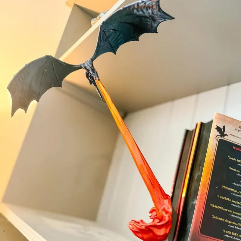 Creative Funny Spray Fire Dragon Bookshelf Ornament Halloween Birthday Gift Home Decoration Dragon Flame Book Nook Decoration