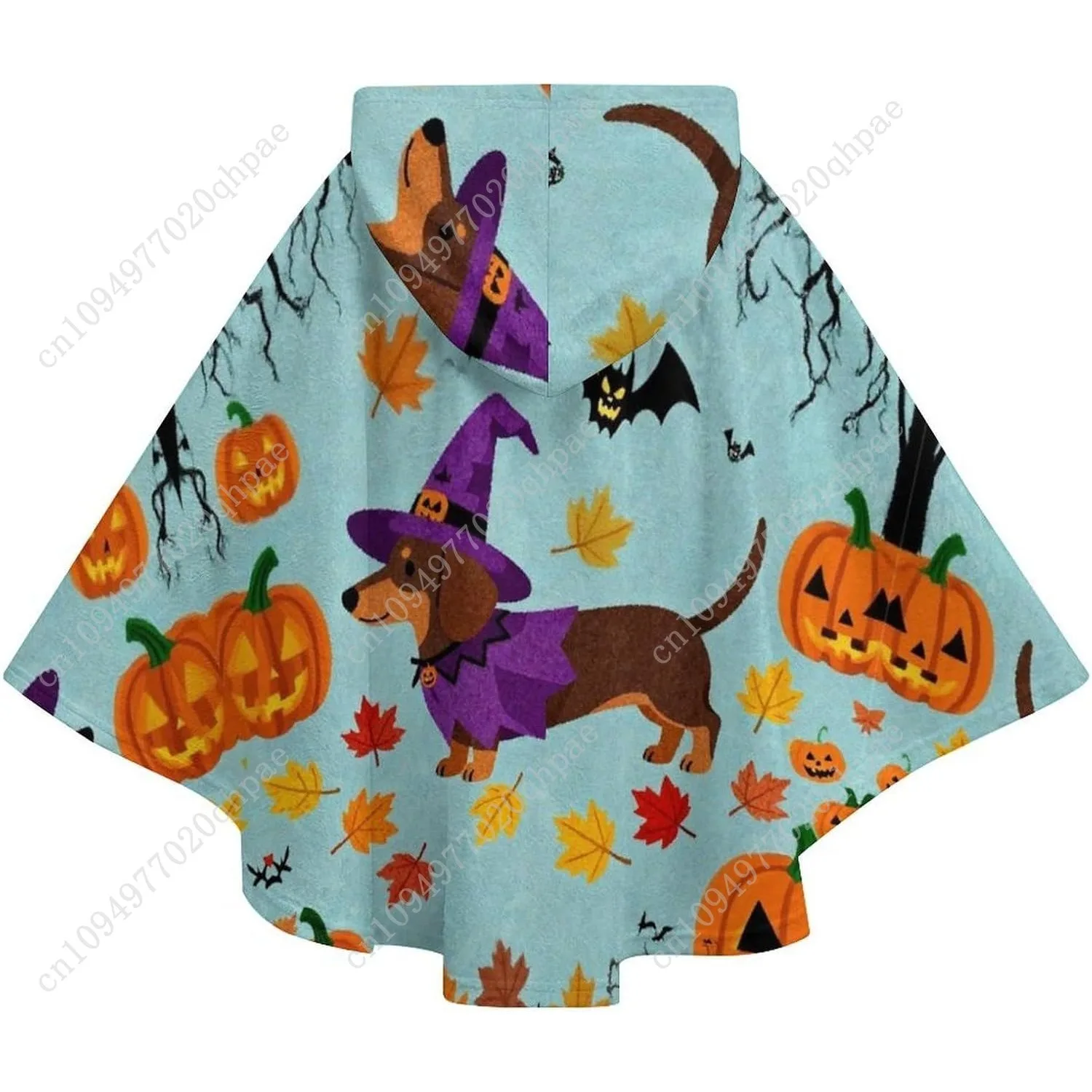 سترة بطانية مريحة من الفلانيل، هوديي كبير الحجم للهالوين Dachshund Bat Pumpkin مع جيوب للأطفال والمراهقين