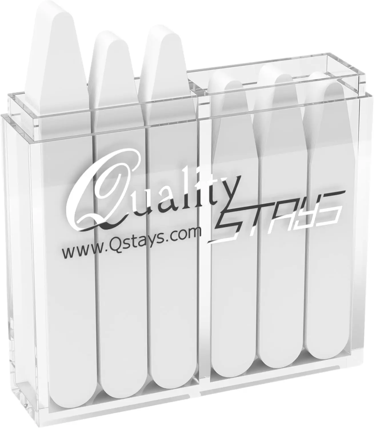 

60 Plastic Collar Stays for Dress Shirts, 4 Sizes, with Storage Holder