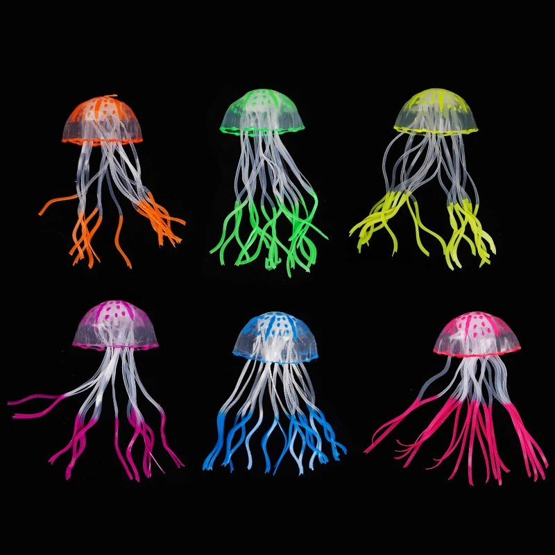 Aquarium Decoration Glowing Silicone Fake Jellyfish Artificial Ornaments Fish Tank Landscaping Decoration Aquarium Accessories