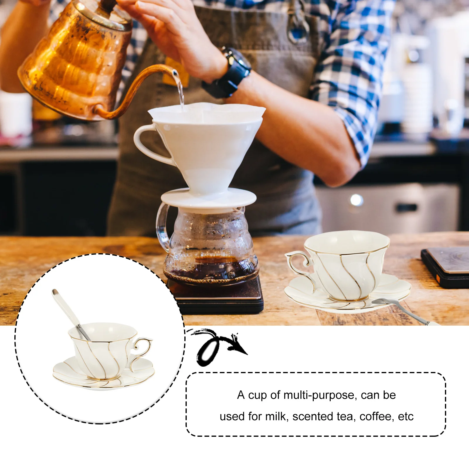 

1Set Coffee Cup Saucer Set Ceramic Delicate Large Capacity Tea Cup Home Office Cafe Beverage Mug Tea Coffee Mug Set