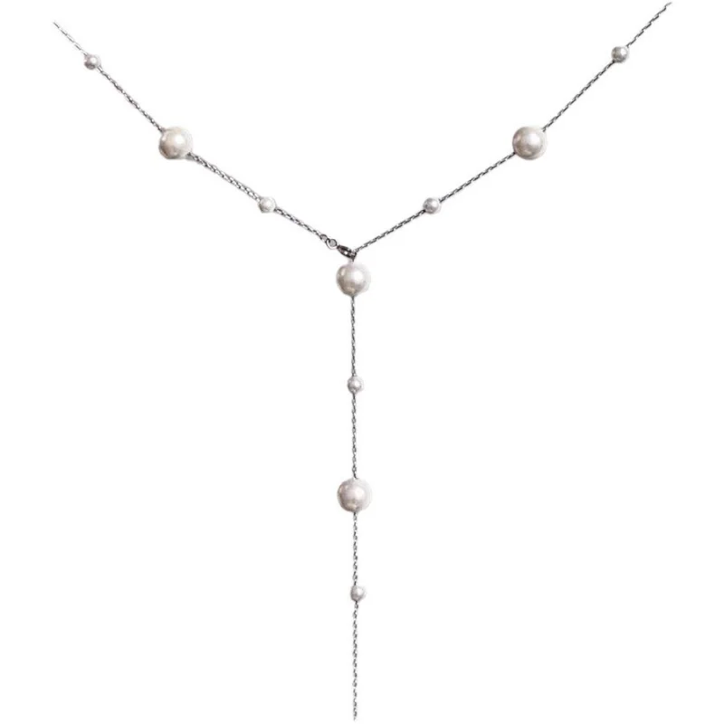 Collana di perle alla moda Y2K per gioielli da donna semplici con catena a forma di Y per la festa
