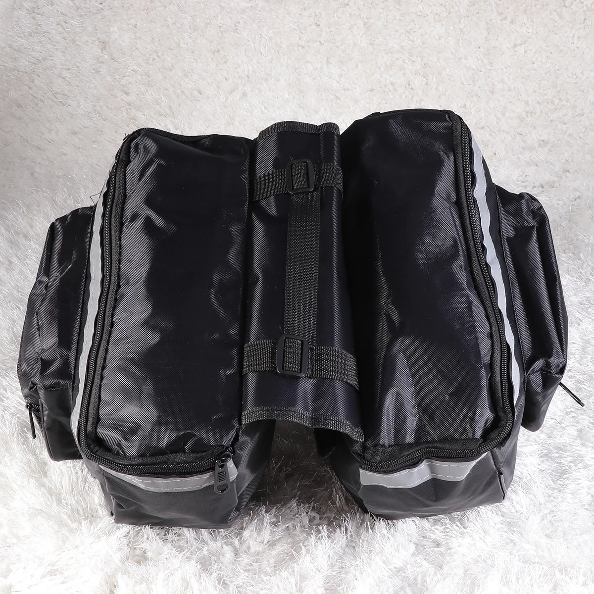 

Double Side Rear Seat Bike Bag Waterproof Durable PVC Fabric Large Storage Safe Cycling Reflective Strip Trunk Bag Side Zipper