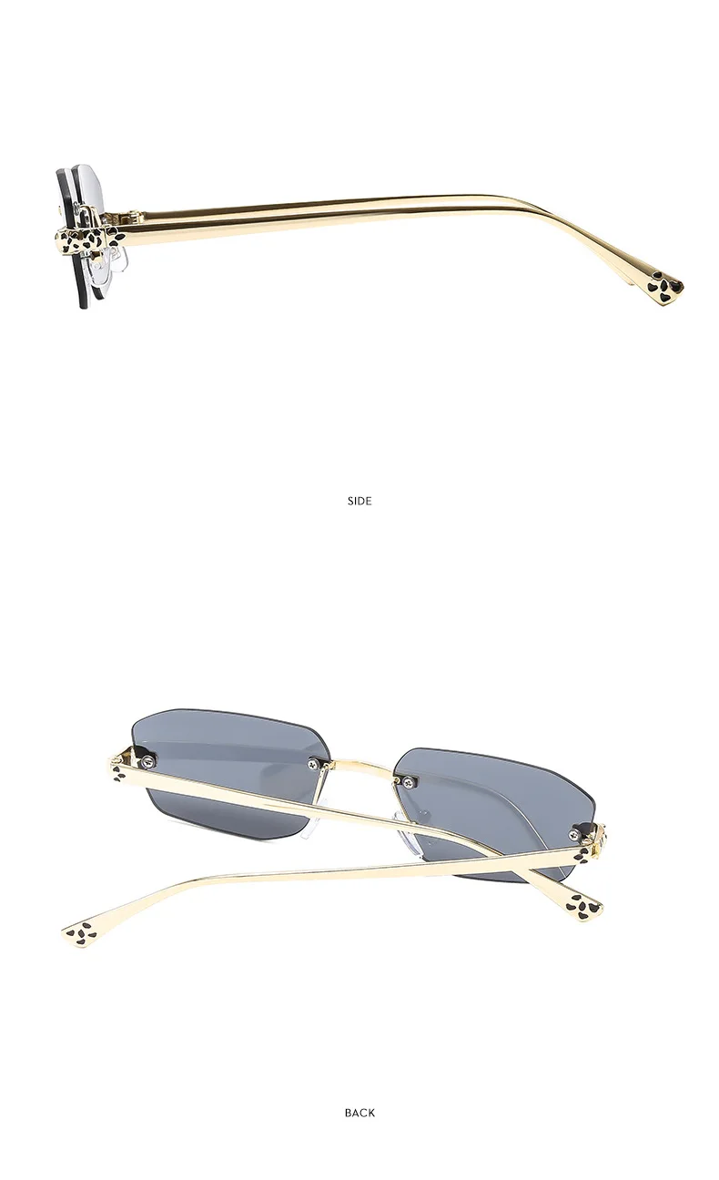 Beliebte Marke Braun Quadrat Frauen Sonnenbrille Mode Luxus Randlose Rechteck Sonnenbrille Weibliche Shades UV400 Vintage Brillen – Detail 13