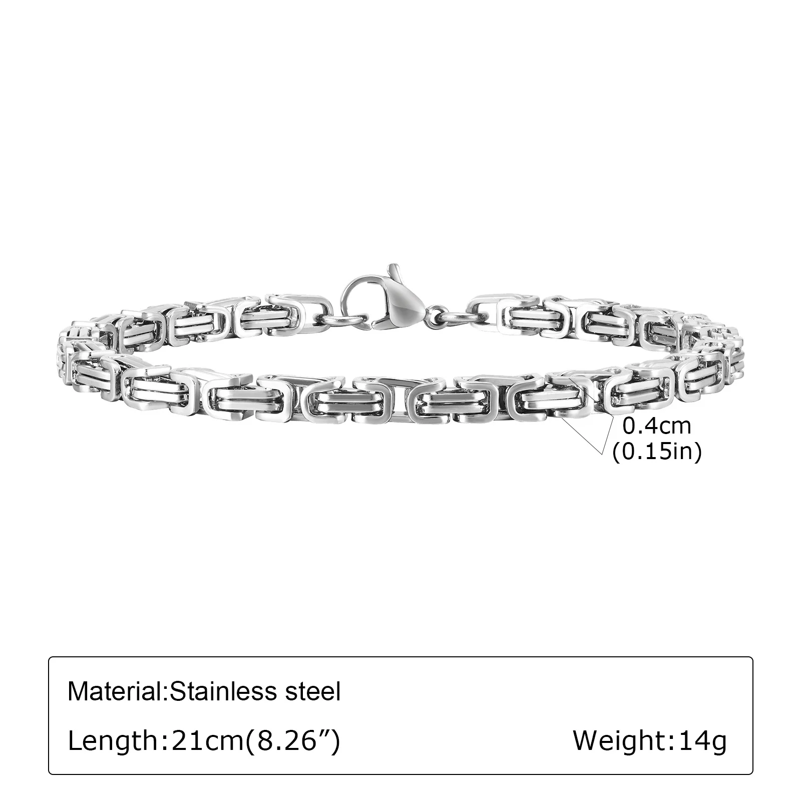 Punk Silberfarbene Herren-Kettenarmbänder, Hip-Hop Edelstahl Geflochtenes Gliederarmband, Klassischer Metallschmuck Geschenk für Ihn Papa