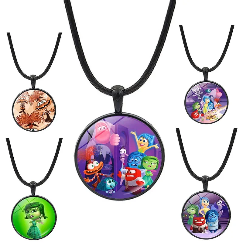 Inside Out 2 Anime Figures Necklace Disney Kawaii Necklace Cartoon Model Print Toys Hip Hop Pendant Gift