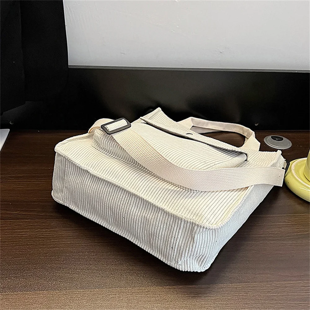 Women Corduroy Tote Handbag Korean Winter Ladies Casual Shoulder Bag Foldable Reusable Shopping Beach Bag Canvas Bags