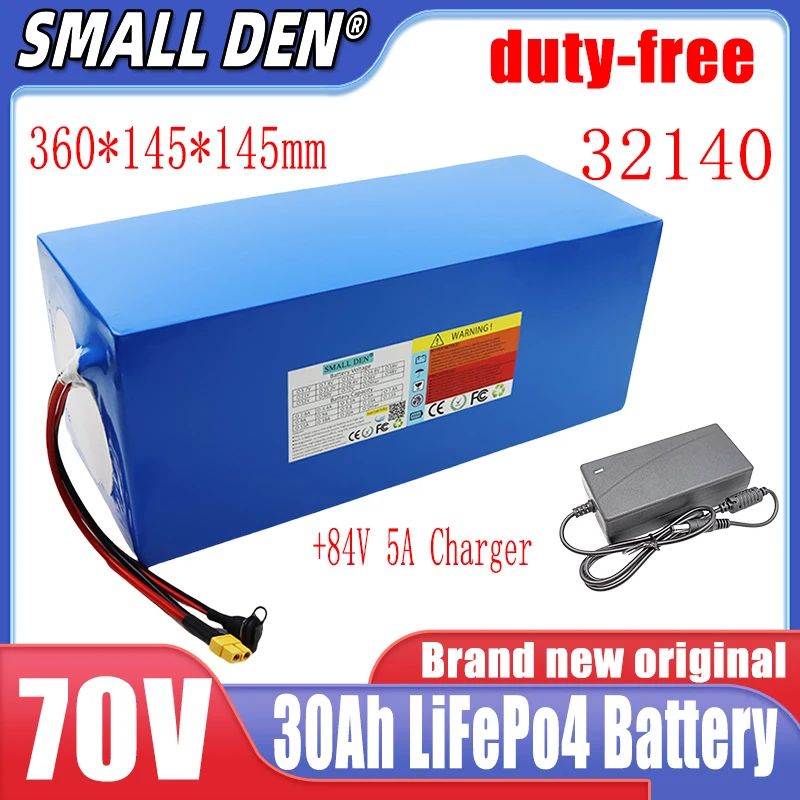 72V 30Ah New LiFePo4 rechargeable battery pack 32140 22S2P with built-in BMS 3600W motor, 30A high-power 84V solar outdoor