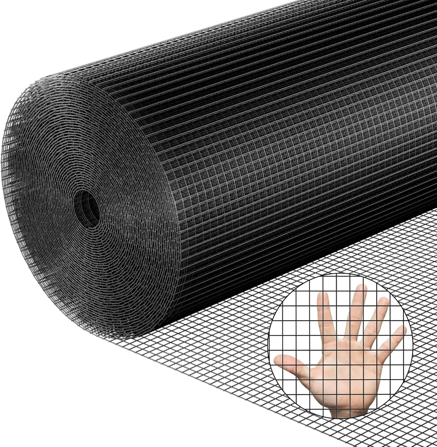 

PVC Coated Wire Mesh 48'' x 50' 1/2inch Black Vinyl Fence for Chicken Coop, Animal Control, Gutter Guard