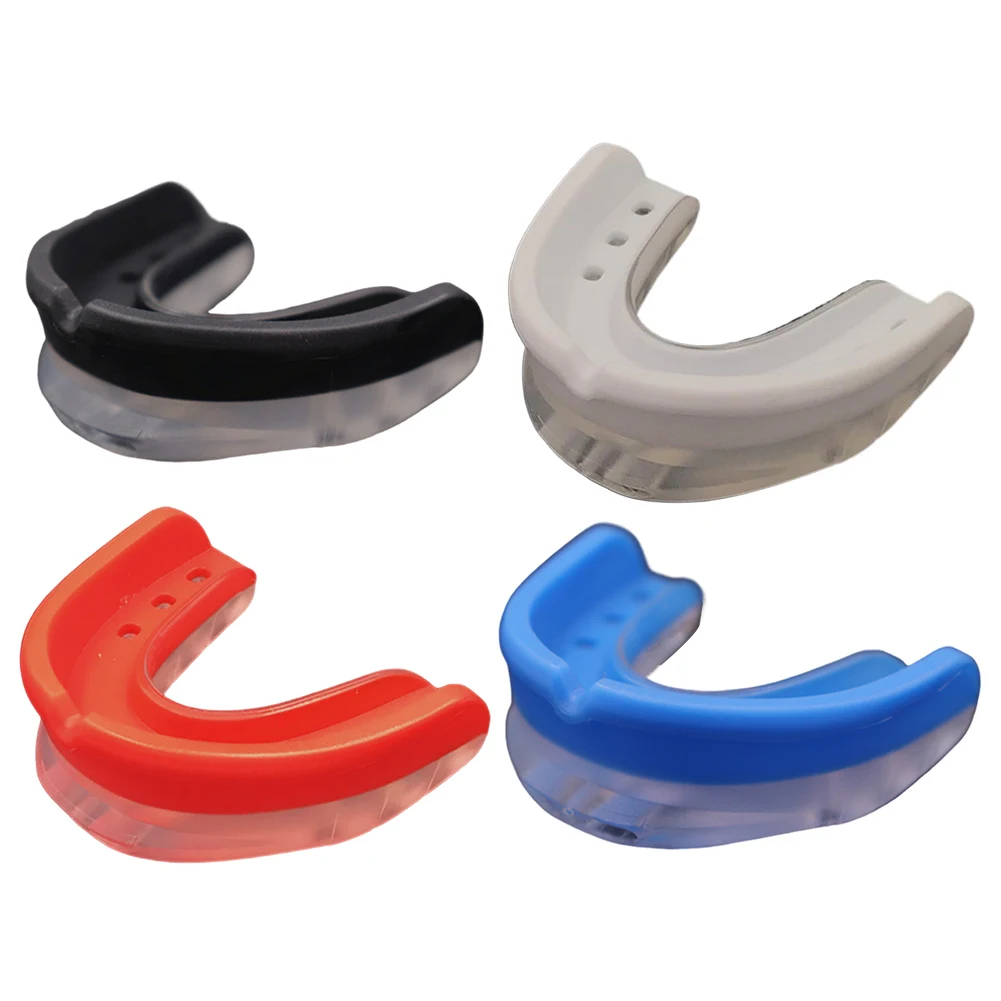 Fighting Sports Mouth Guard Shock Absorbing Mouth Protector Dual Layer Football Mouthguard Thickened for MMA Muay Thai Training