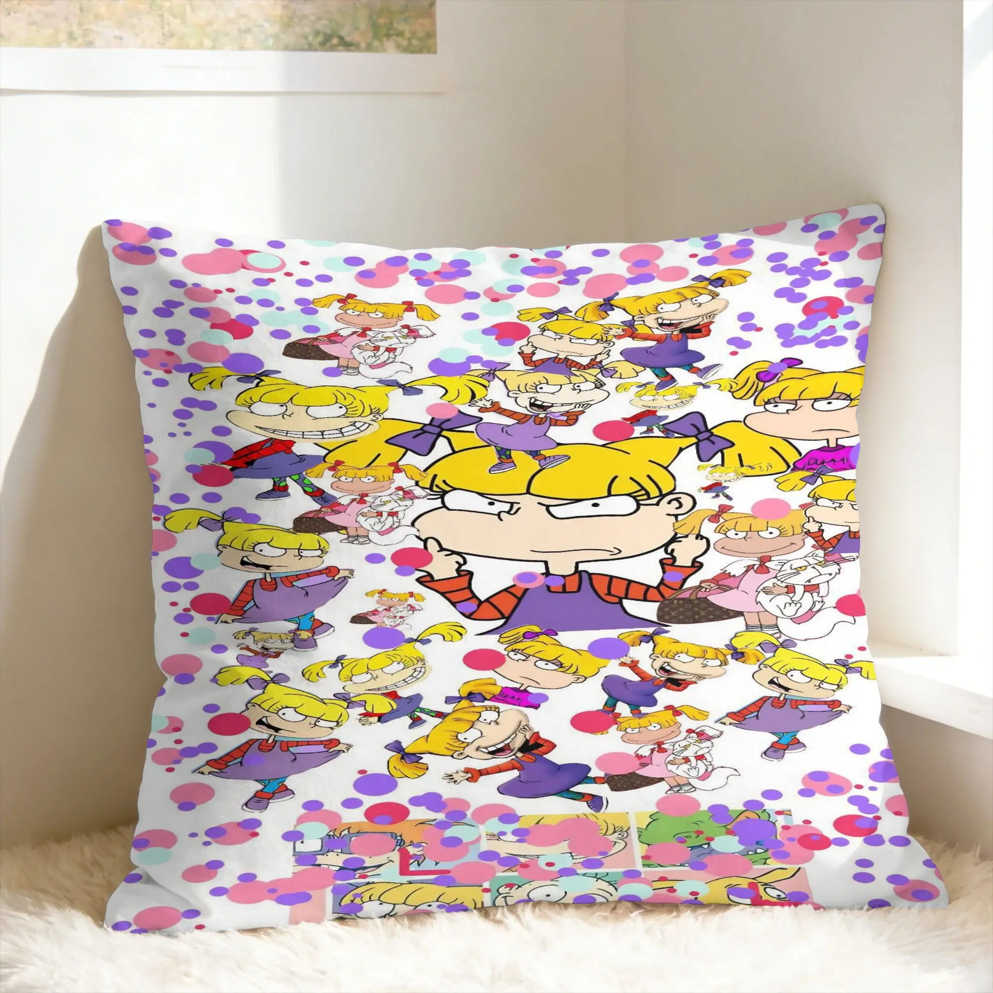 R-Rugrats Purple Character Pattern Pillow Cover  Vintage Pillow Case For Wedding Party Home Decor Soft Pillowcases Birthday Gift