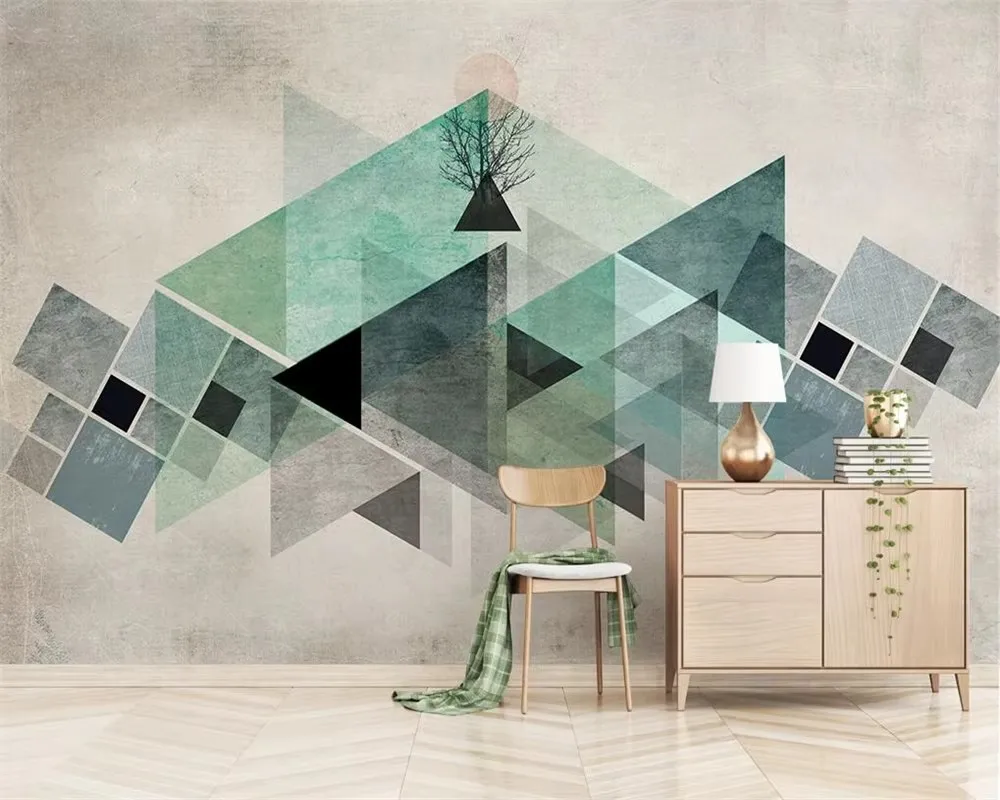 

Custom wallpaper 3d mural modern Nordic retro geometric triangle color block background wallpaper home decoration 3d wallpaper