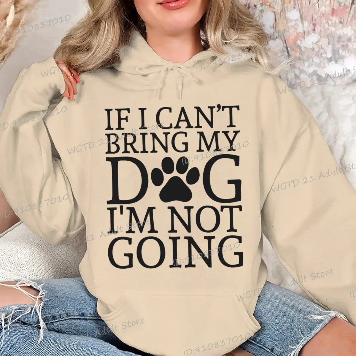 If I Can't Bring My Dog I'm Not Going Print Hoodies Women Harajuku Dog Paw Graphic Sweatshirts Animal Dog Mama Fashion Pullover