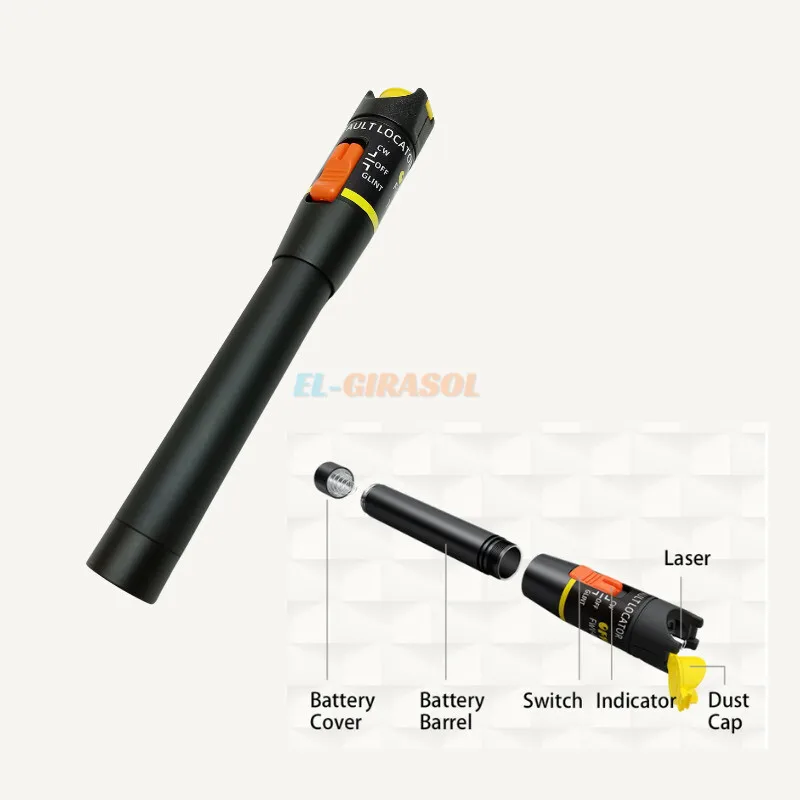 10 mW Visual Fault Locator Glasfaserkabeltester FC/SC/ST-Anschluss Roter Laserlichtstift Typ VFL FTTH